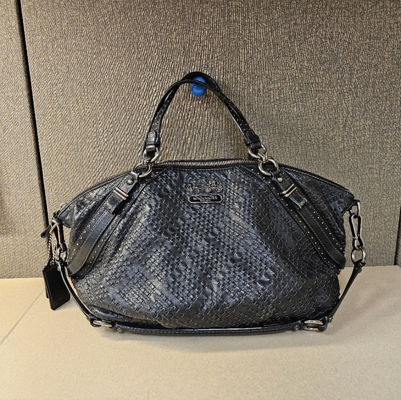 Coach Handbags - COACH Black Textured Satchel